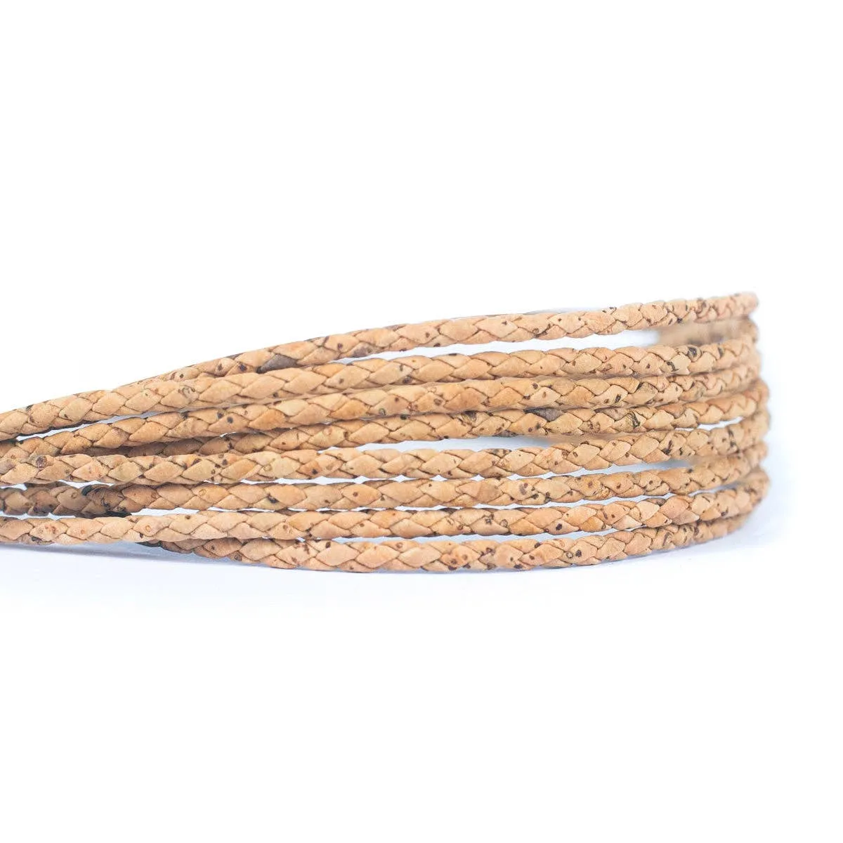 3mm Braided Natural Cork Cord Handcrafted Jewelry Components COR-173