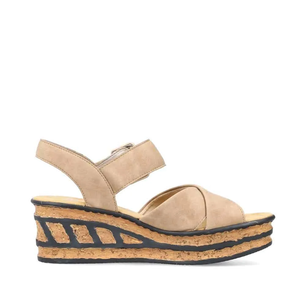 68163-62 Beige Cork Wedge