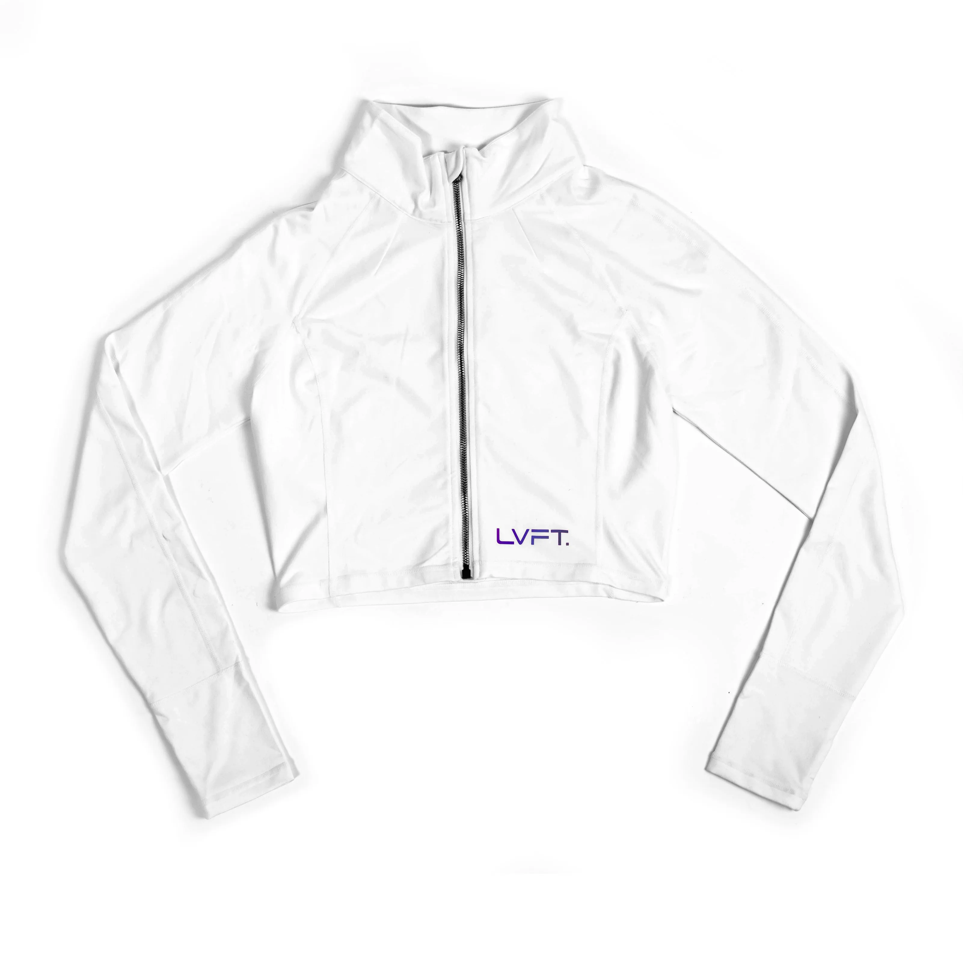 Aerial Crop Zip-Up - White