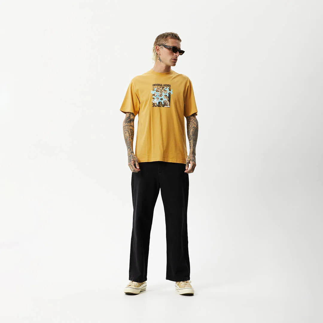 AFENDS Mens Universal - Retro Graphic T-Shirt - Mustard