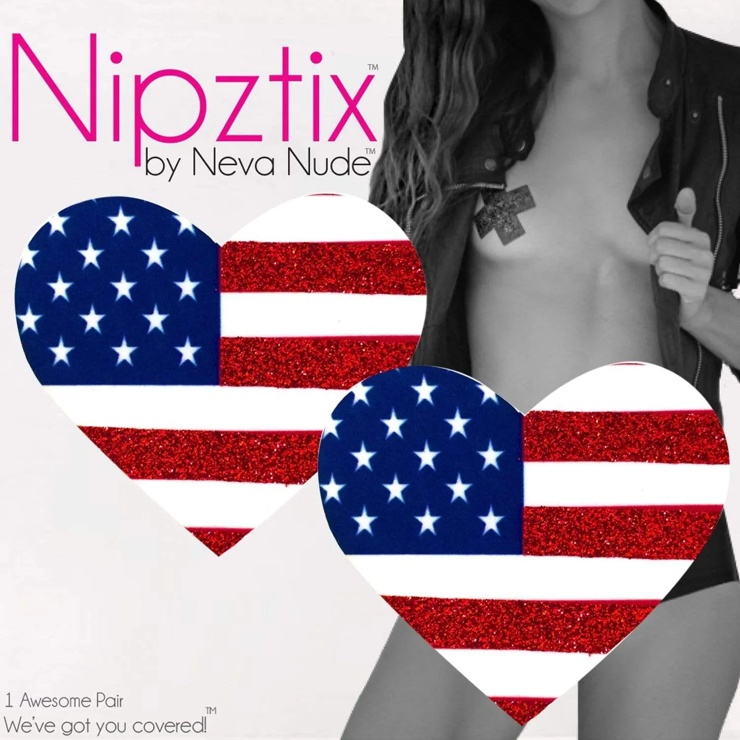 American Flag I Heart U Nipple Cover Pasties