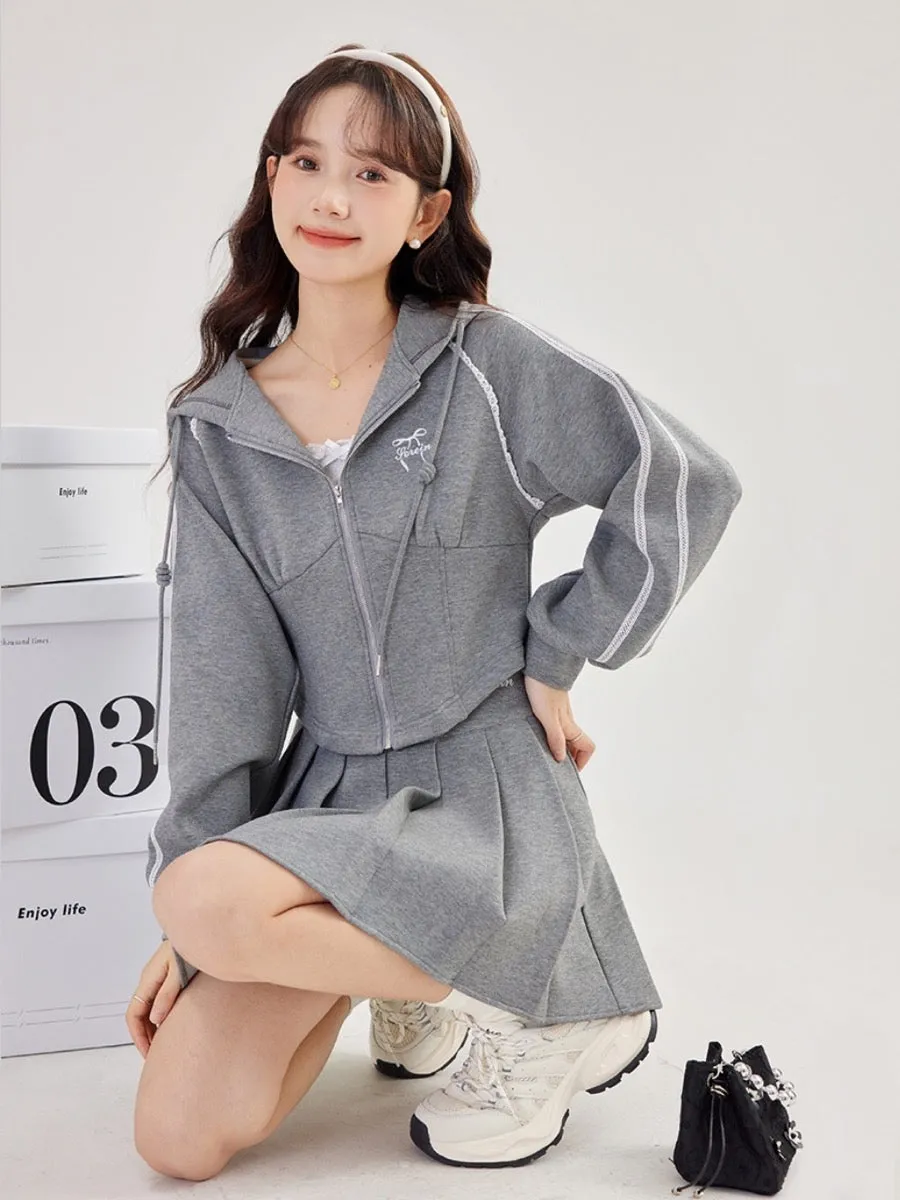 Athleisure Princess Sportswear Zip-Up Hooded Short Jackets