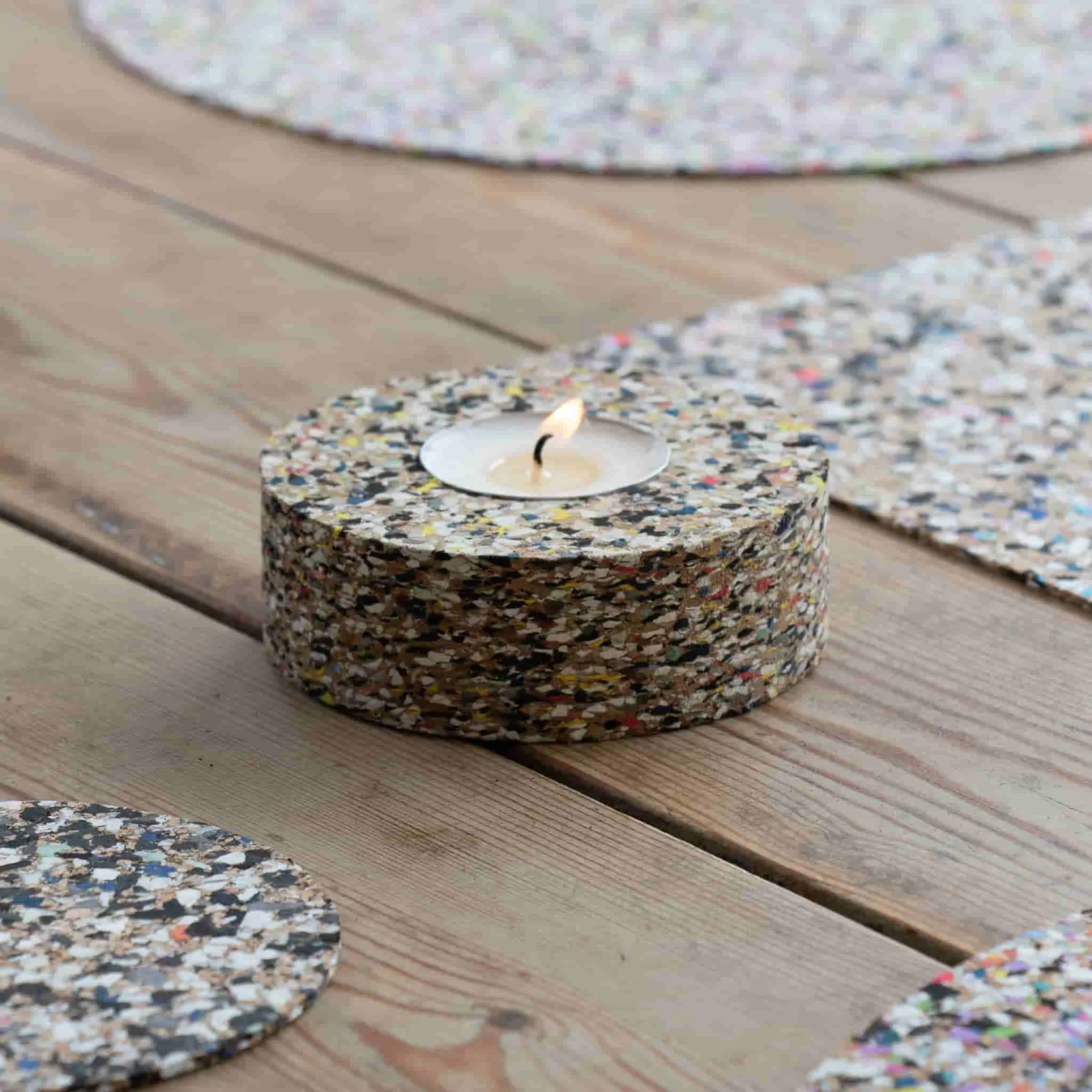 Beach Clean Recycled Cork Tealight Holder, 9cm