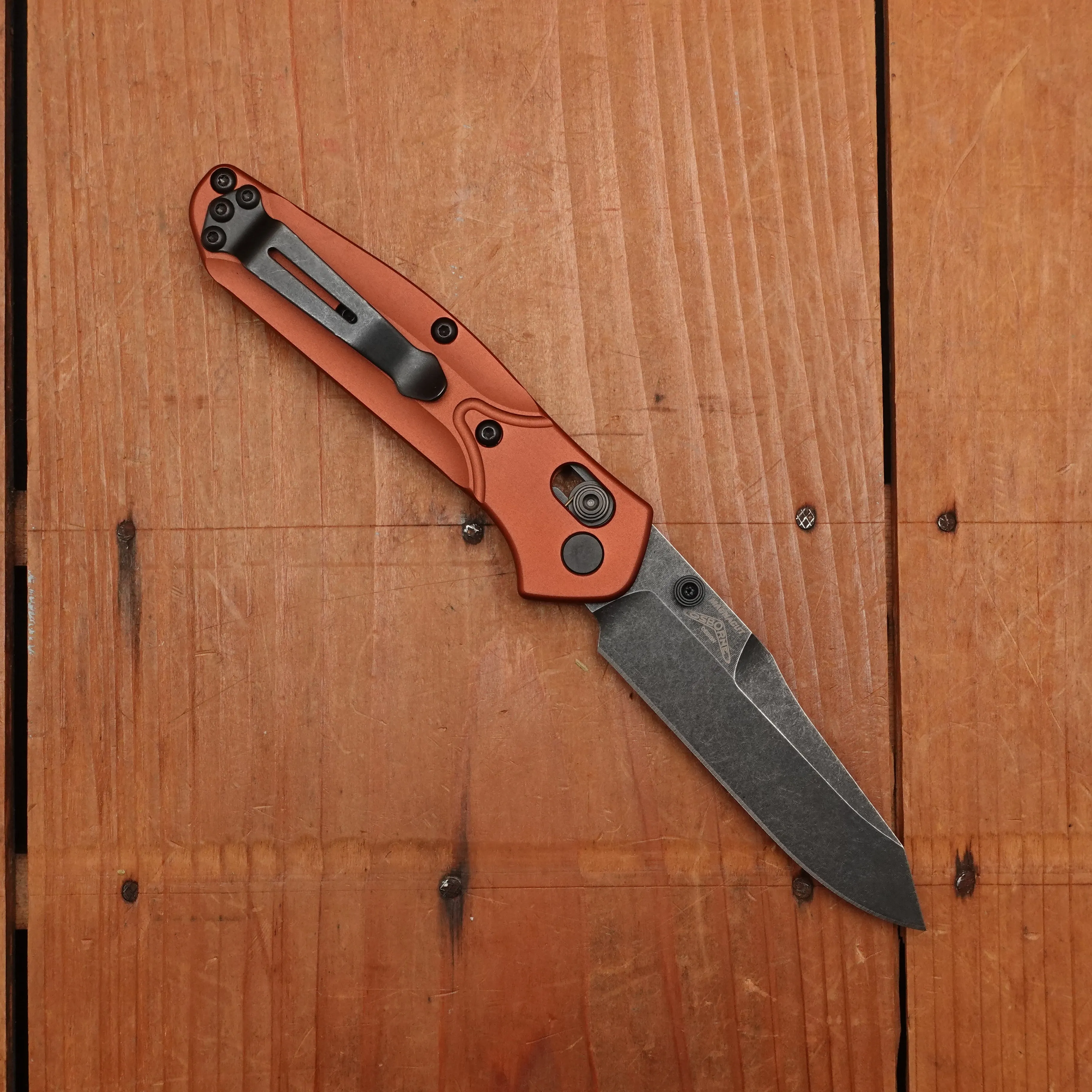 Benchmade 945BK-03 Mini Osborne Reverse Tanto CPM-S30V AXIS Lock Burnt Copper Aluminum Handle