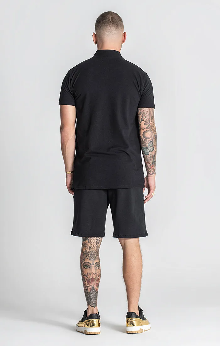 Black Glimpse Up Zip Polo