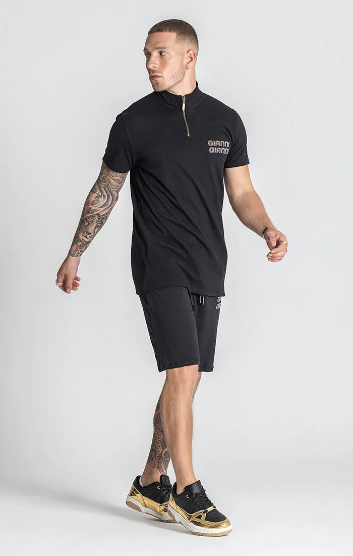 Black Glimpse Up Zip Polo