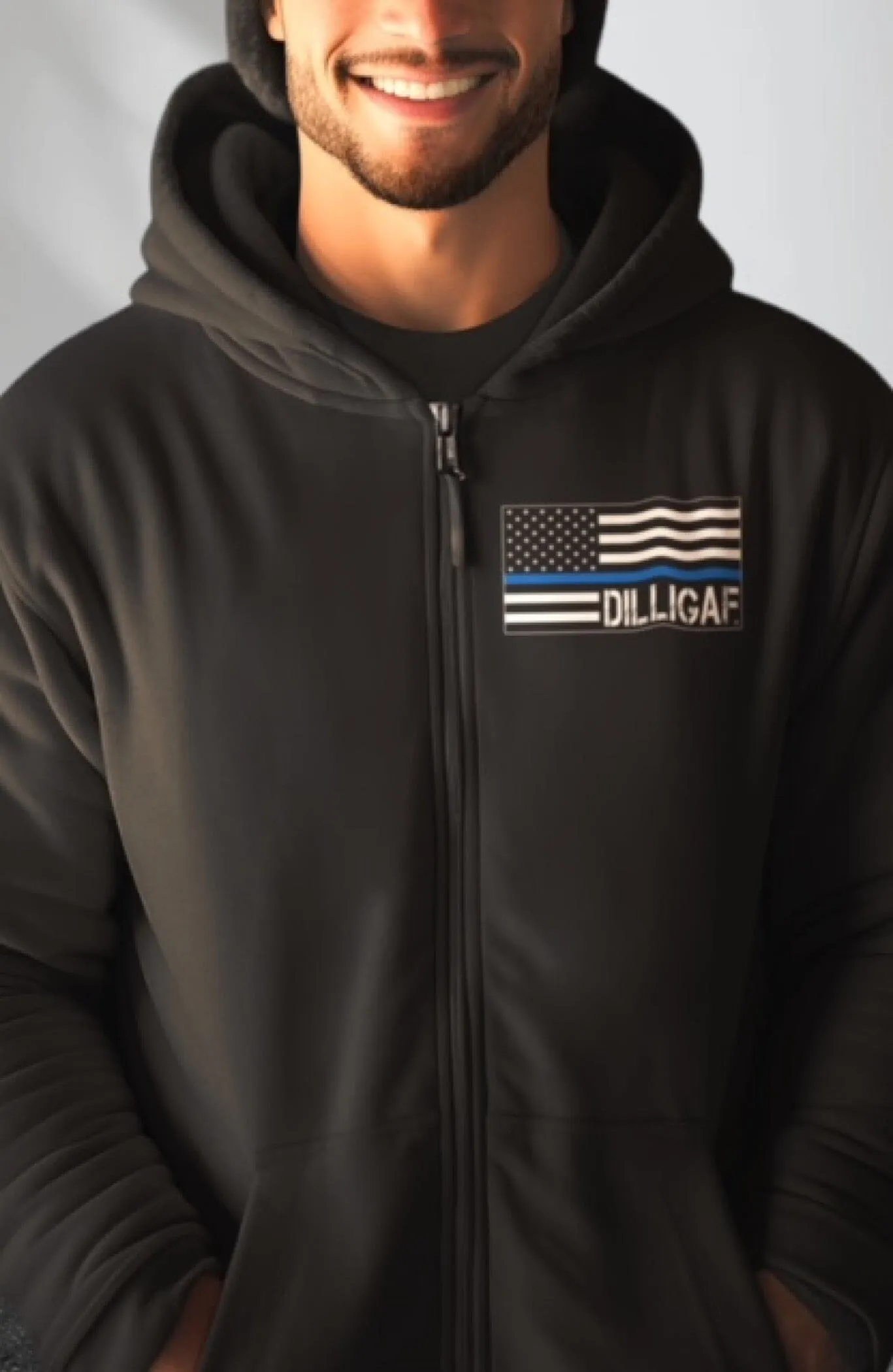 Blue Line Zip Up Hoody