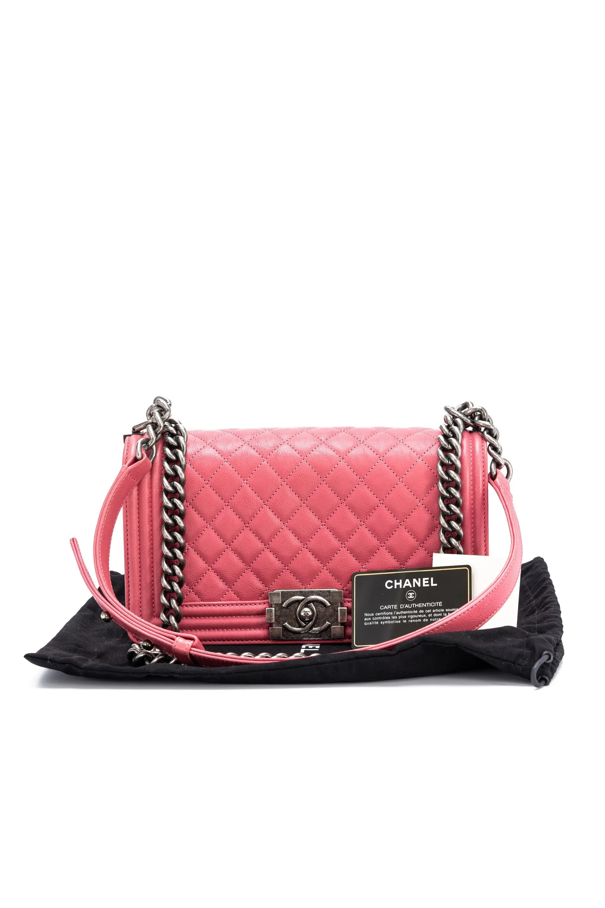 Boy Medium Pink Shoulder Bag in Calfskin,  hardware