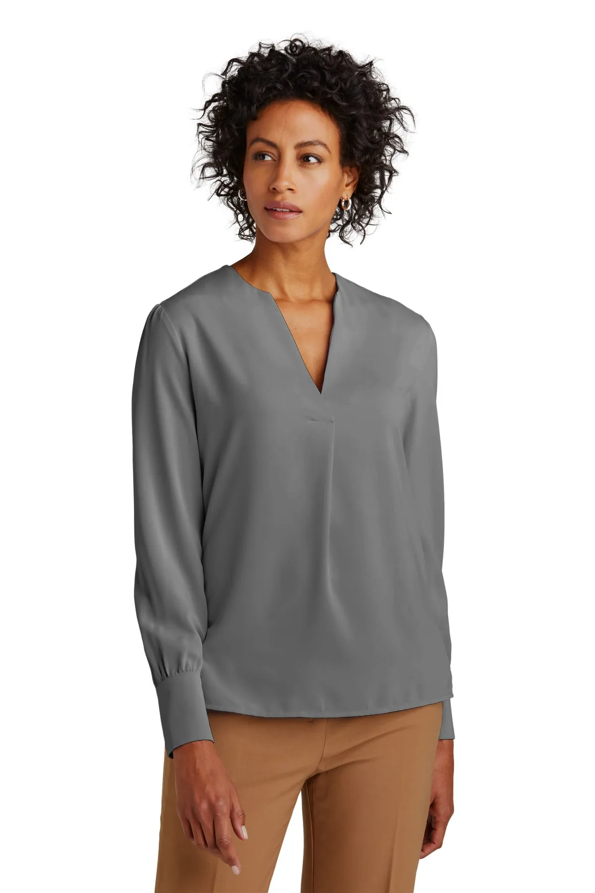 Brooks Brothers Women's Open-Neck Satin Blouse BB18009