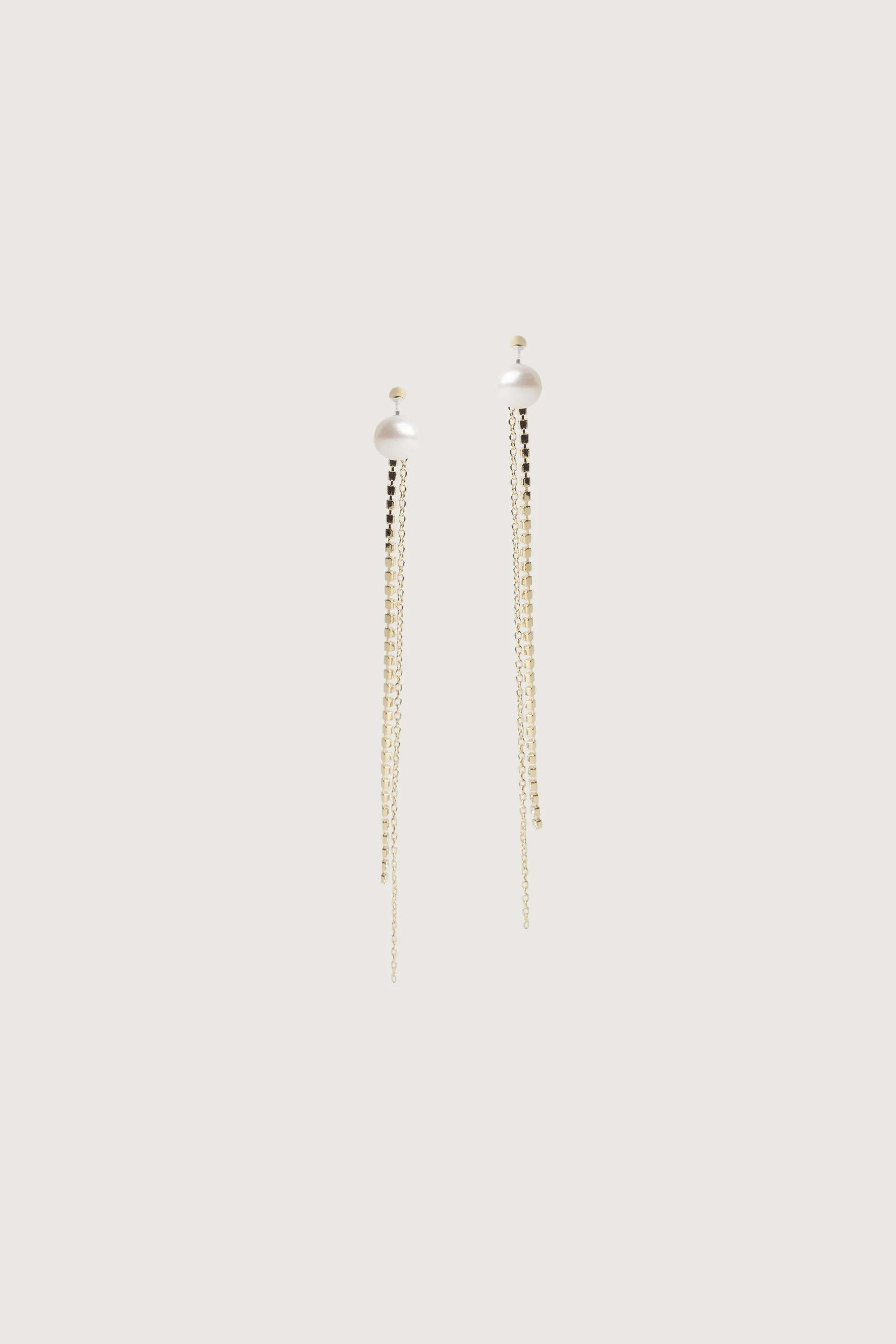 CHAIN AND ZIRCONIA DROP EARRING