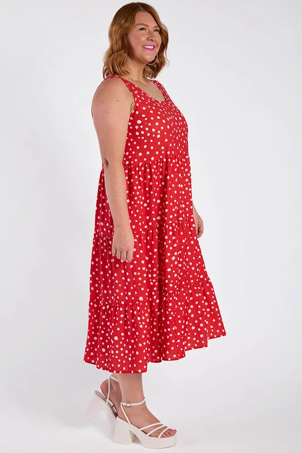 Debbie Red Spot Dress