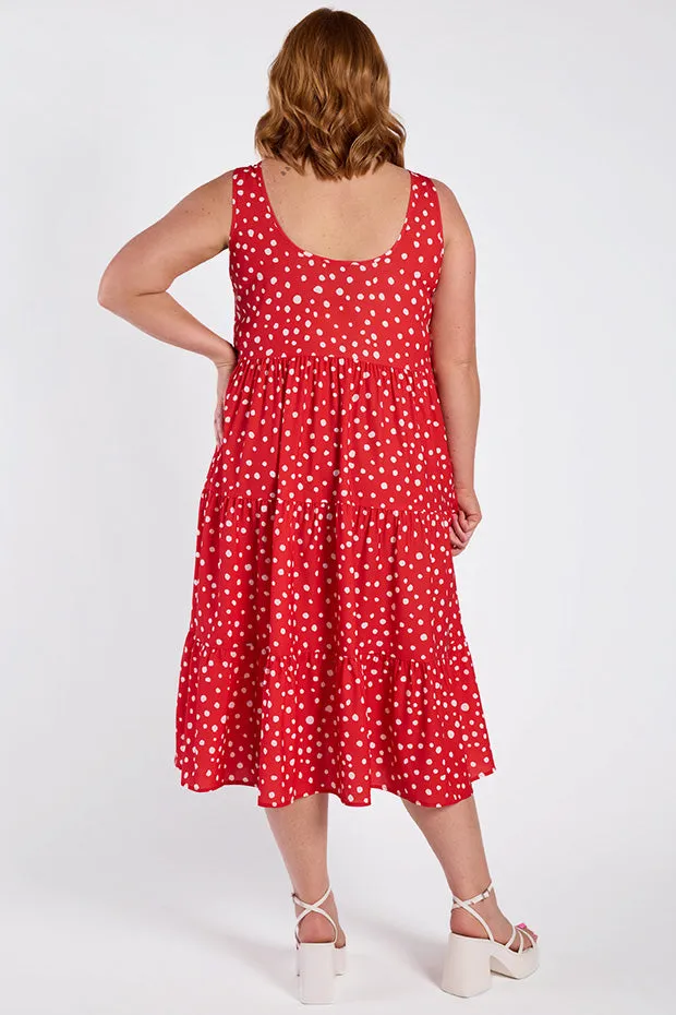 Debbie Red Spot Dress