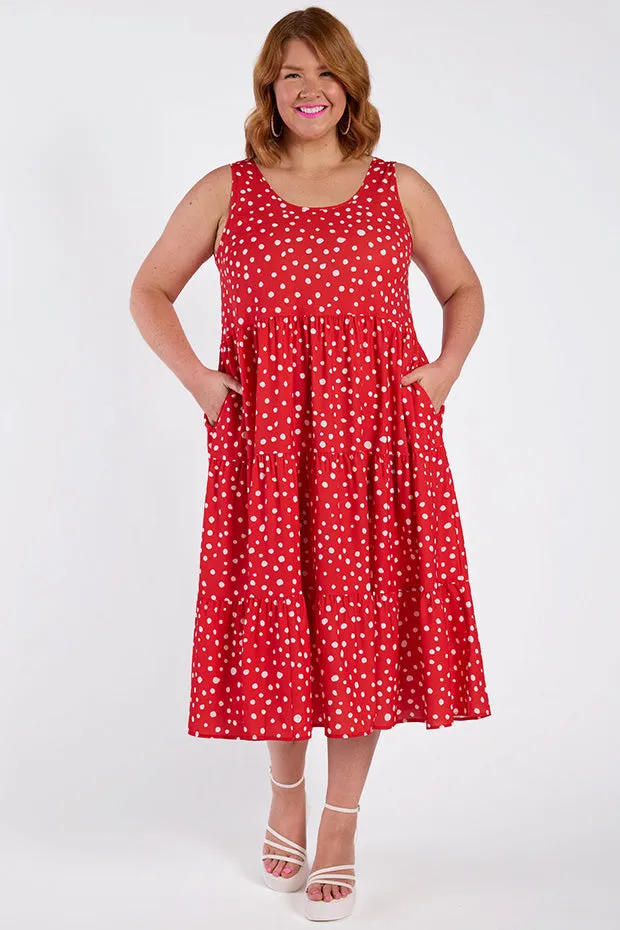 Debbie Red Spot Dress