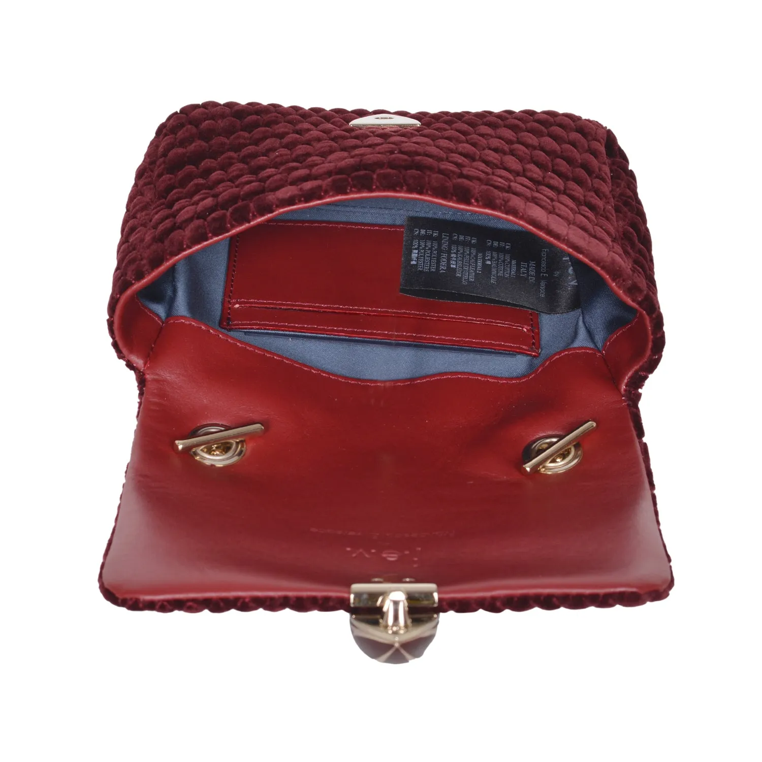 F.E.V BORDEAUX QUILTED VELVET ASPEN BUM-CHAIN BAG