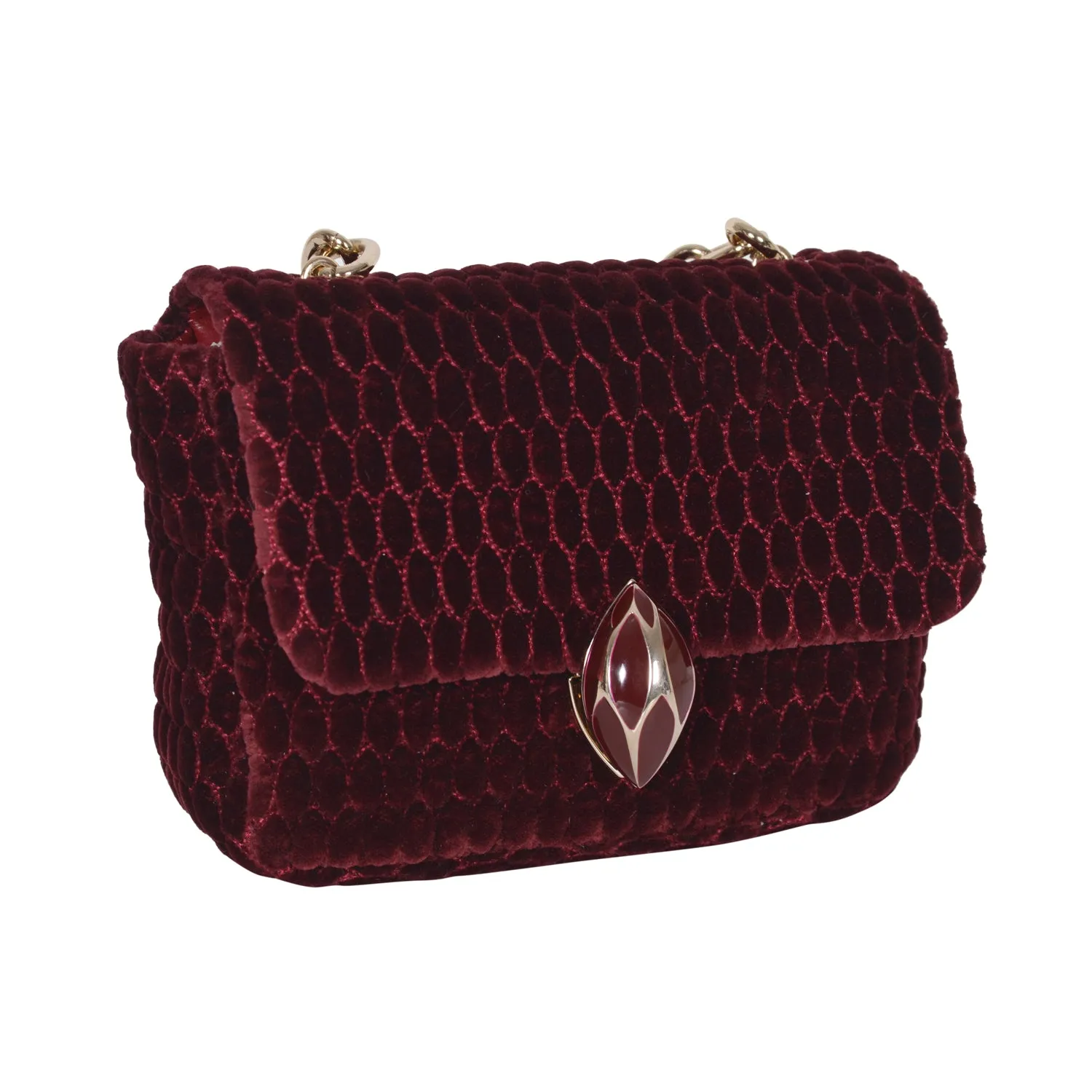 F.E.V BORDEAUX QUILTED VELVET ASPEN BUM-CHAIN BAG