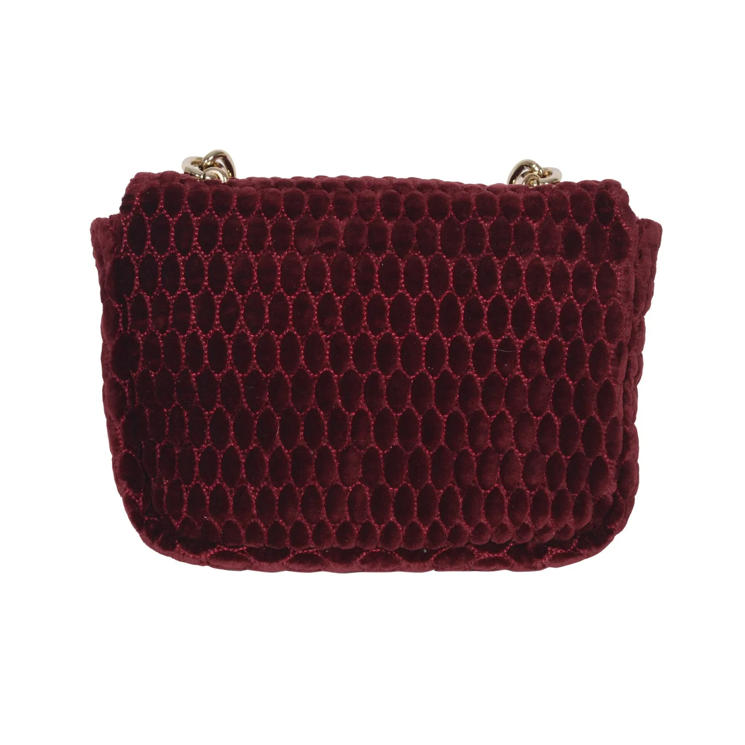 F.E.V BORDEAUX QUILTED VELVET ASPEN BUM-CHAIN BAG