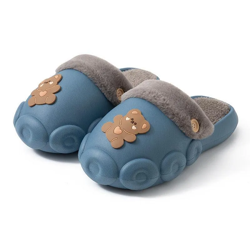 Fluffy Detachable Fleece Slippers - Waterproof & Non-Slip