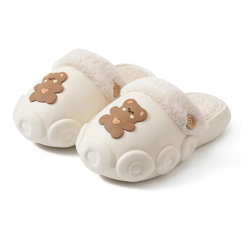 Fluffy Detachable Fleece Slippers - Waterproof & Non-Slip