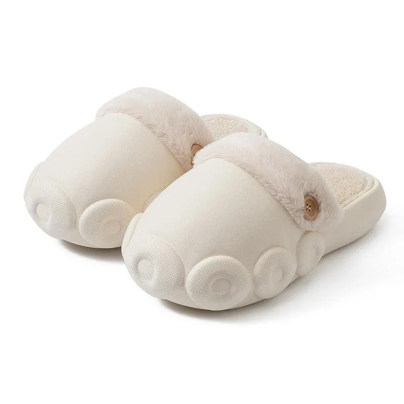 Fluffy Detachable Fleece Slippers - Waterproof & Non-Slip