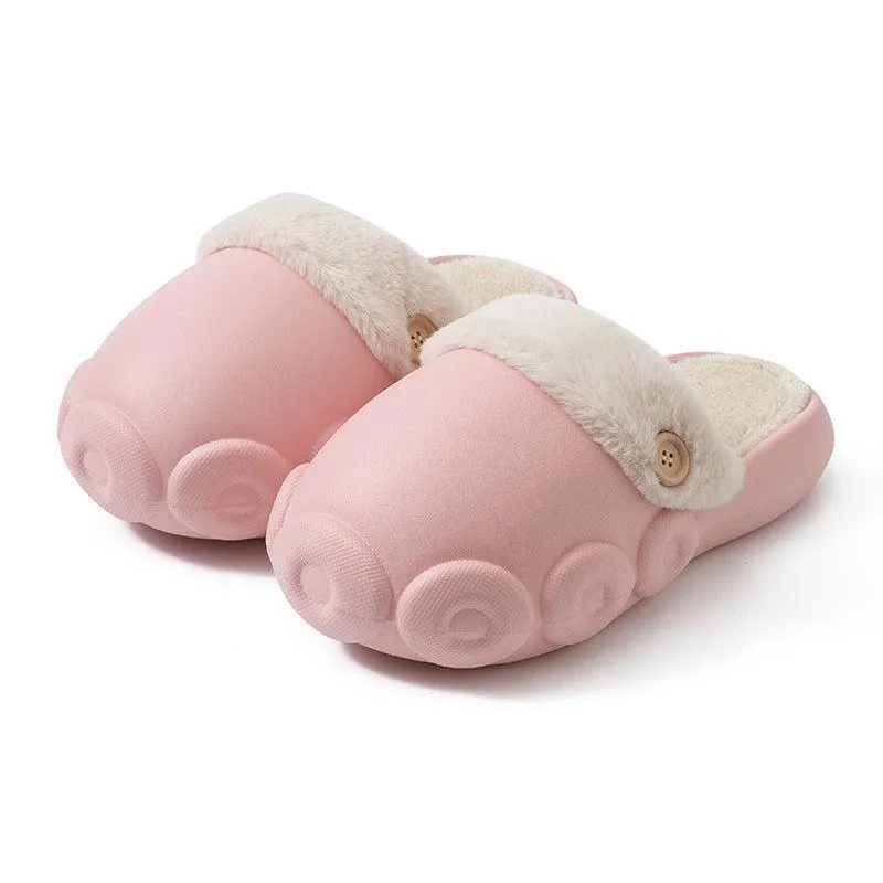 Fluffy Detachable Fleece Slippers - Waterproof & Non-Slip