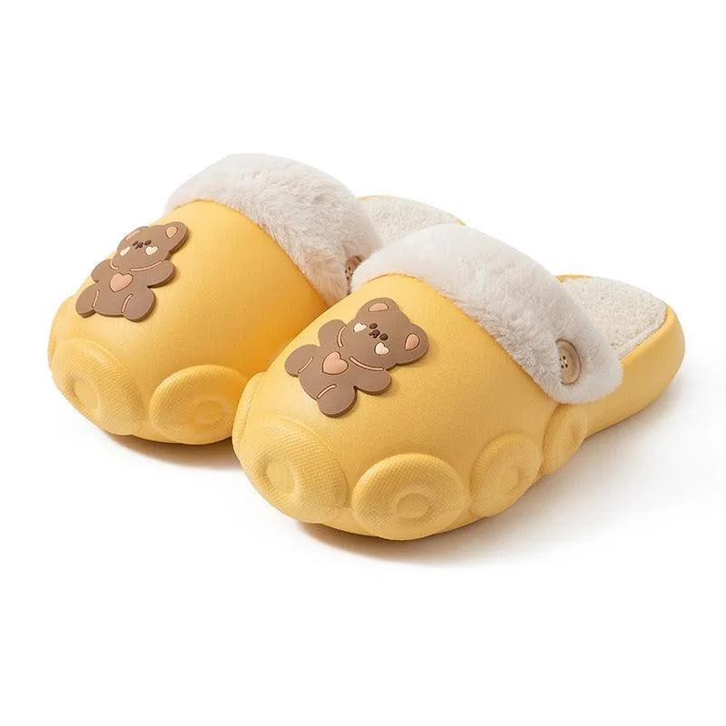 Fluffy Detachable Fleece Slippers - Waterproof & Non-Slip