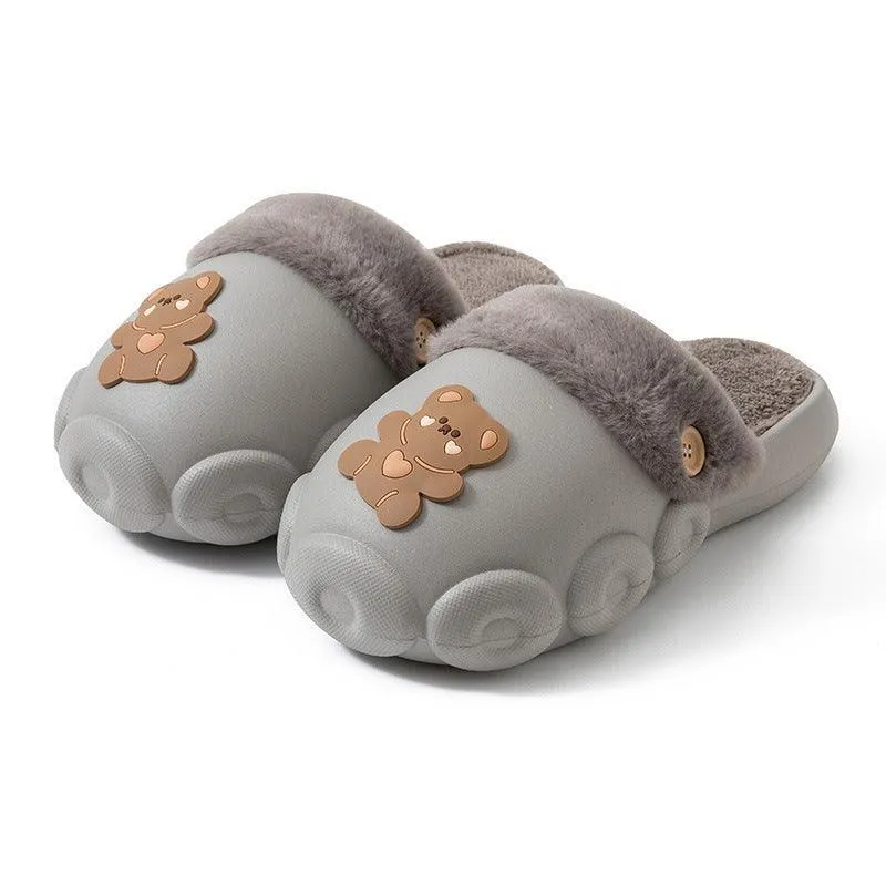 Fluffy Detachable Fleece Slippers - Waterproof & Non-Slip