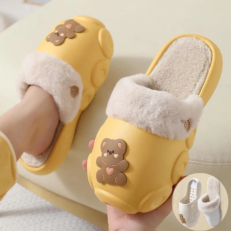 Fluffy Detachable Fleece Slippers - Waterproof & Non-Slip