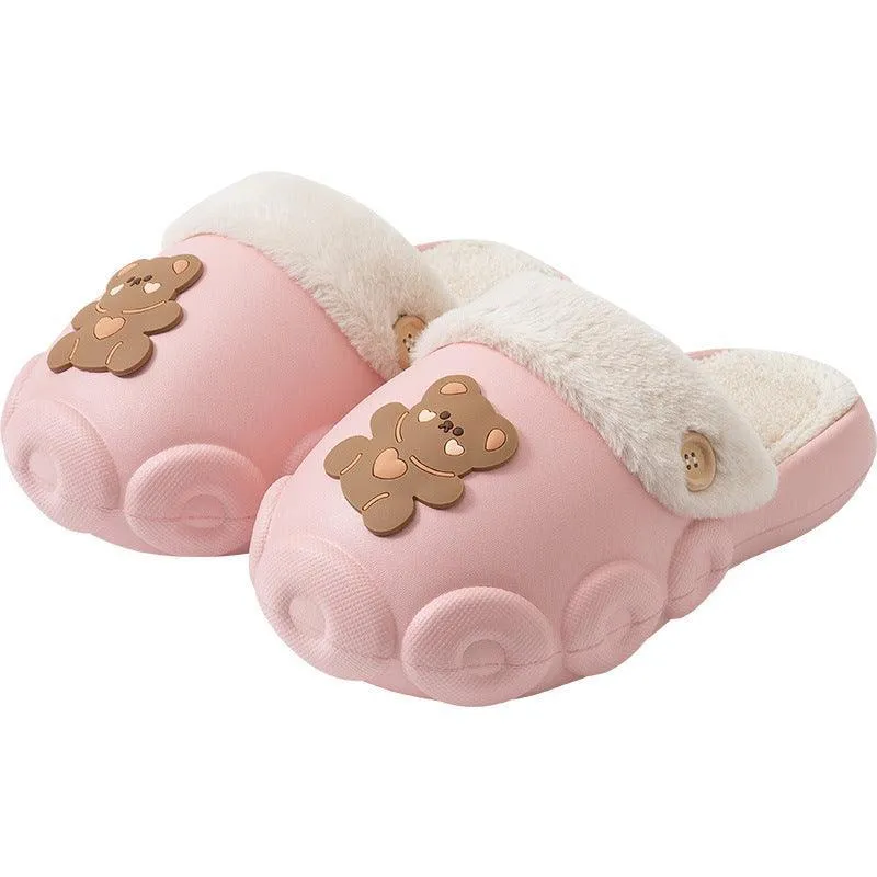 Fluffy Detachable Fleece Slippers - Waterproof & Non-Slip