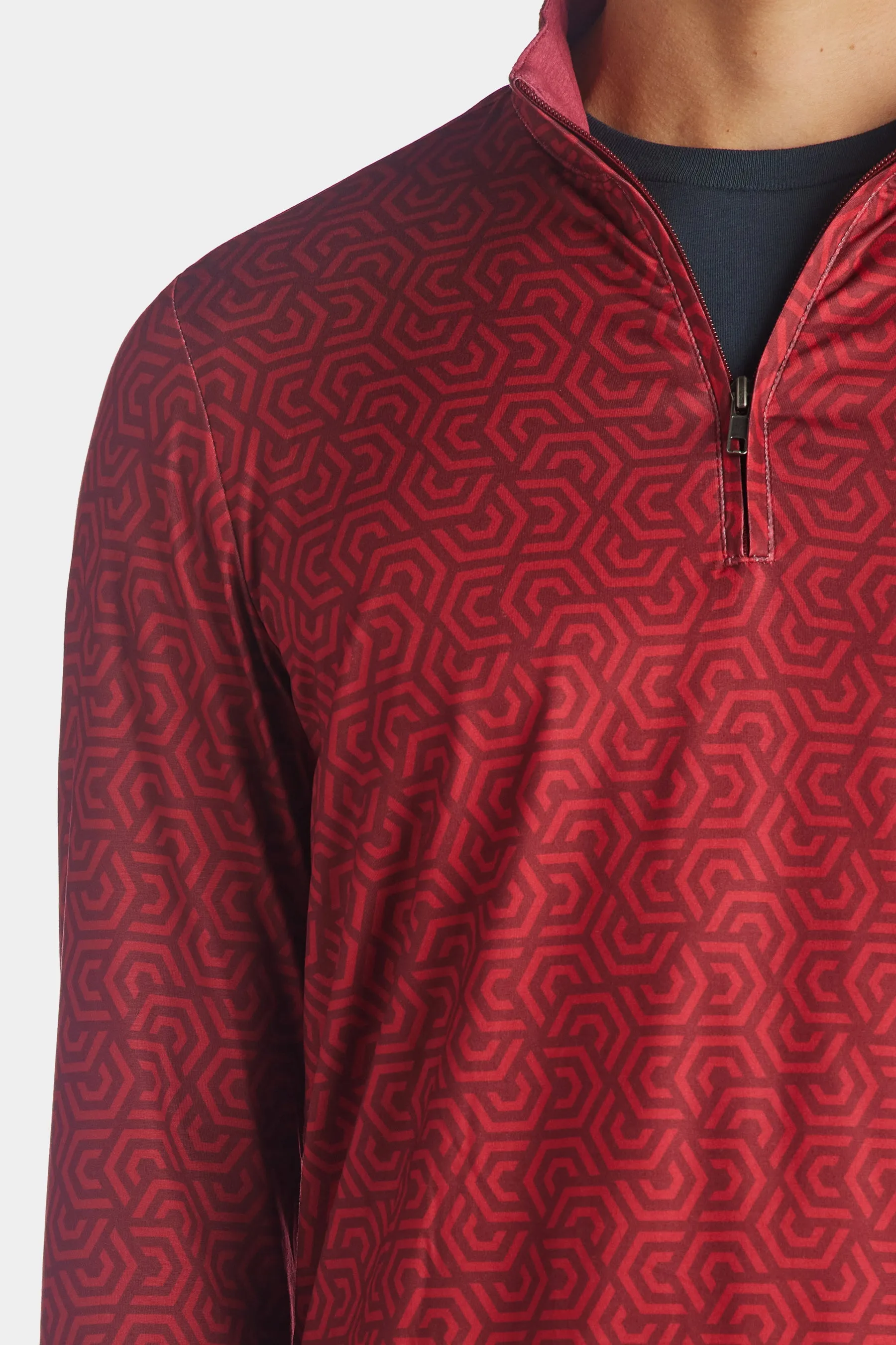 Geo Printed Quarter Zip Pullover