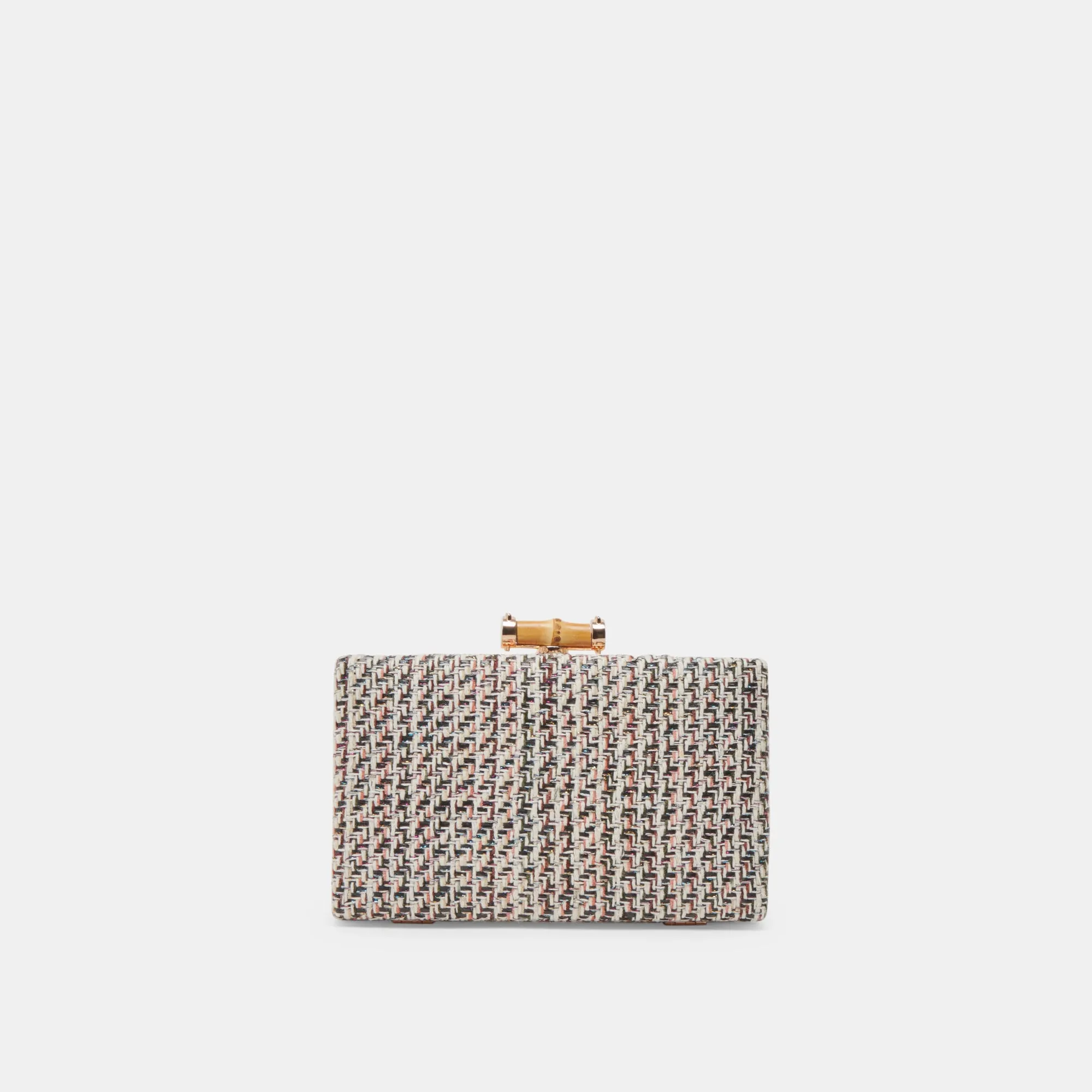 GRETA CLUTCH BLACK WHITE WOVEN