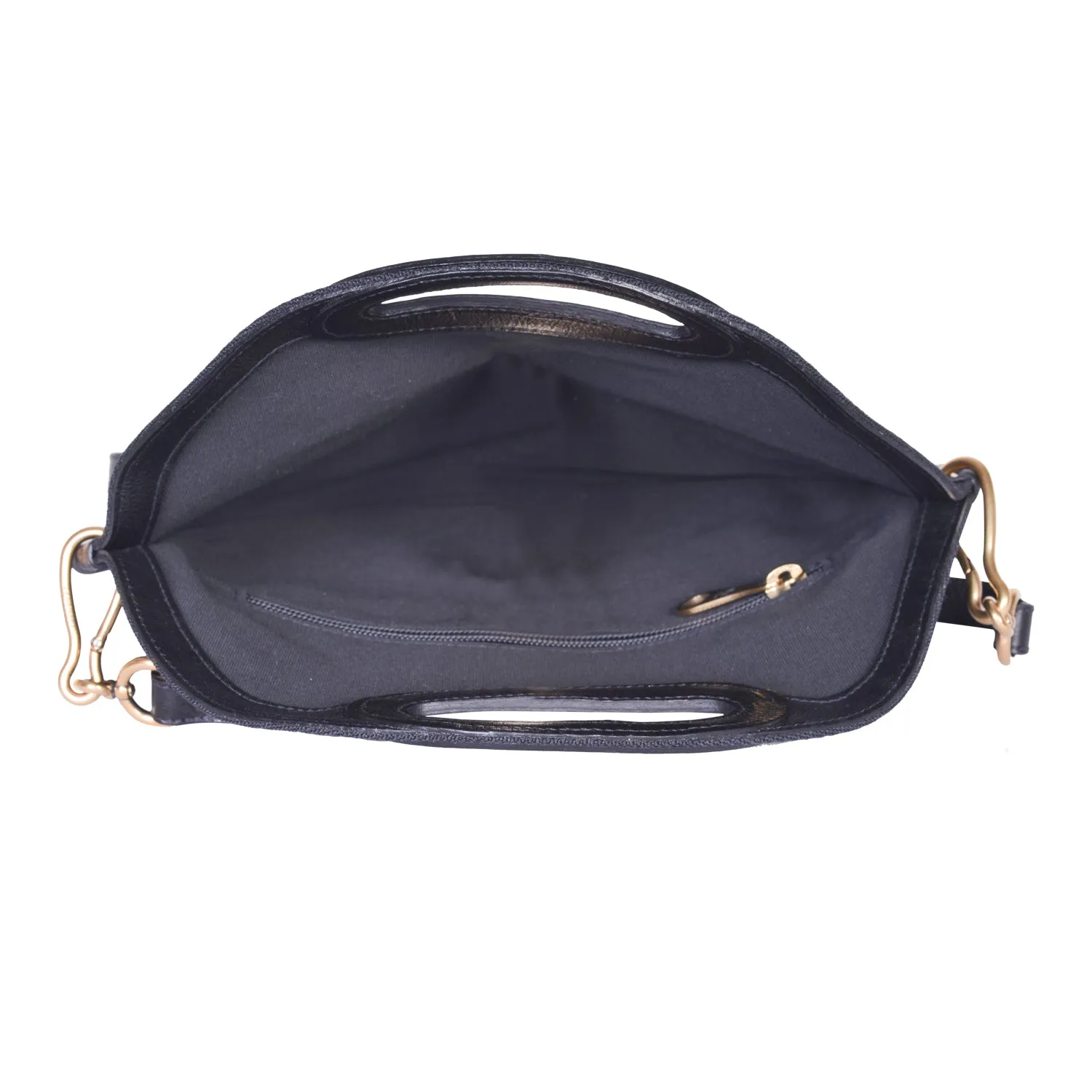 IL BISONTE  CASUAL WOMEN'S CIRCULAR HANDBAG IN BLACK TECHNICAL FABRIC