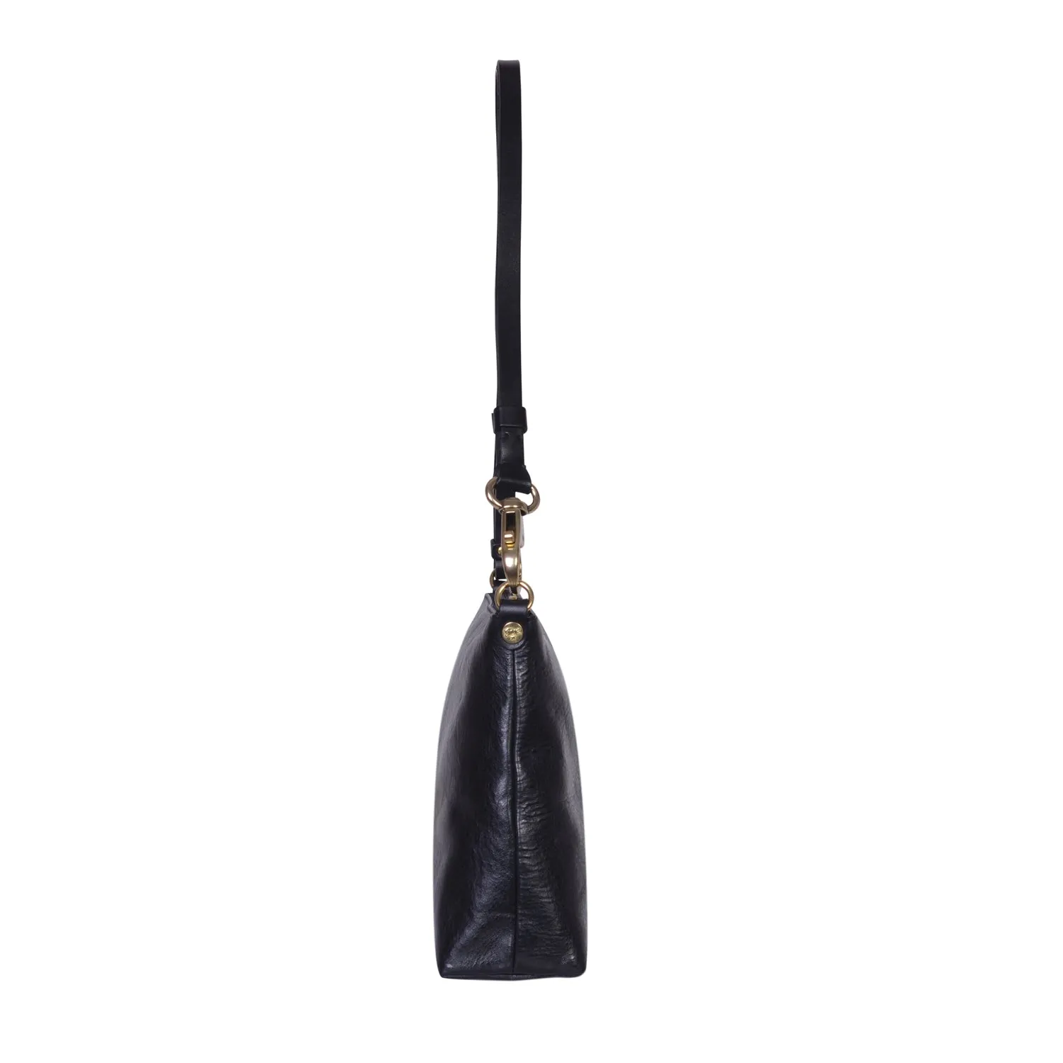 IL BISONTE  WOMEN'S  SHOULDER BAG  IN BLACK COWHIDE LEATHER