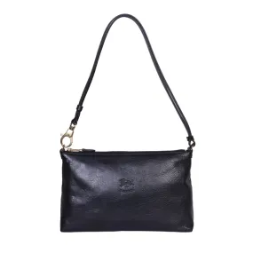 IL BISONTE  WOMEN'S  SHOULDER BAG  IN BLACK COWHIDE LEATHER