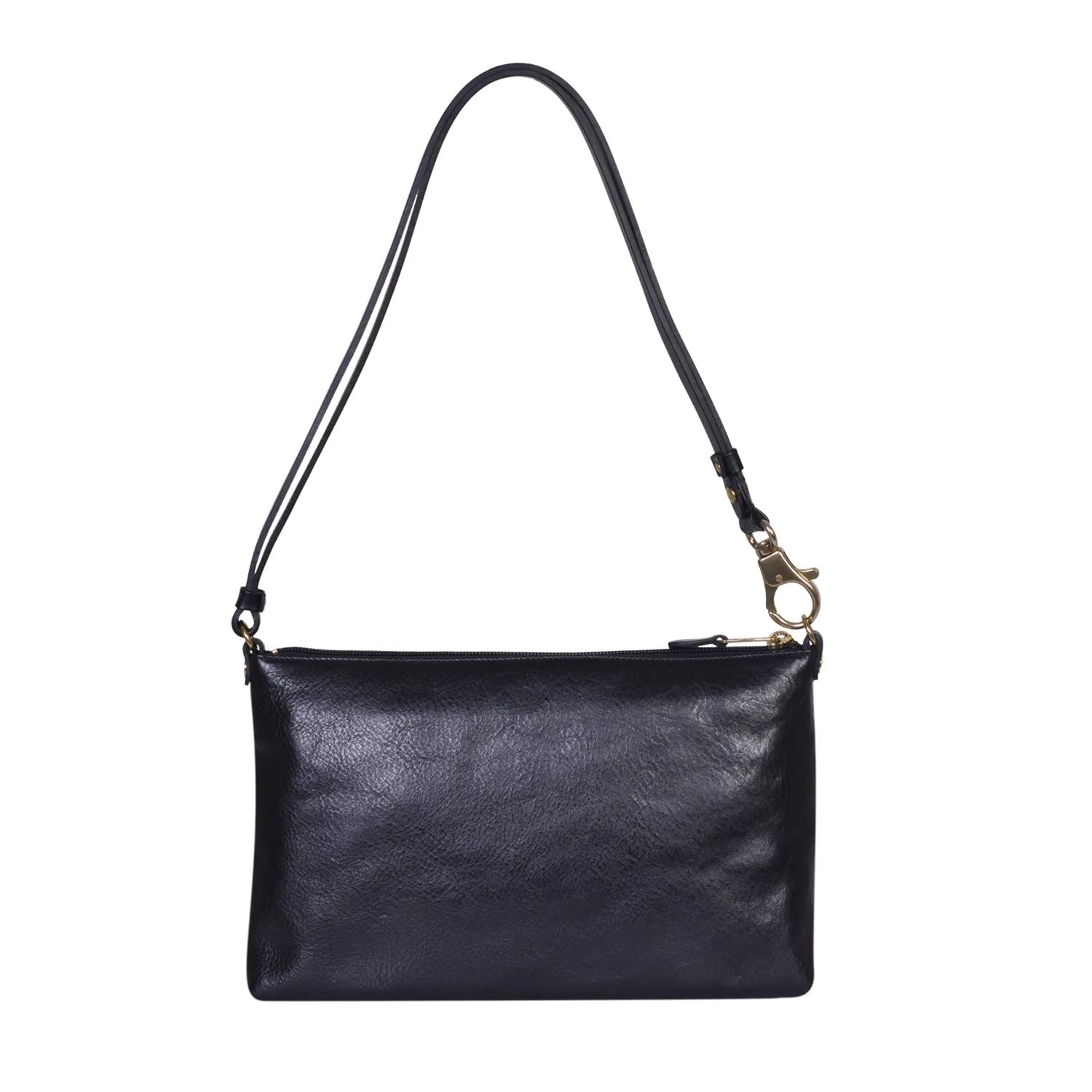 IL BISONTE  WOMEN'S  SHOULDER BAG  IN BLACK COWHIDE LEATHER