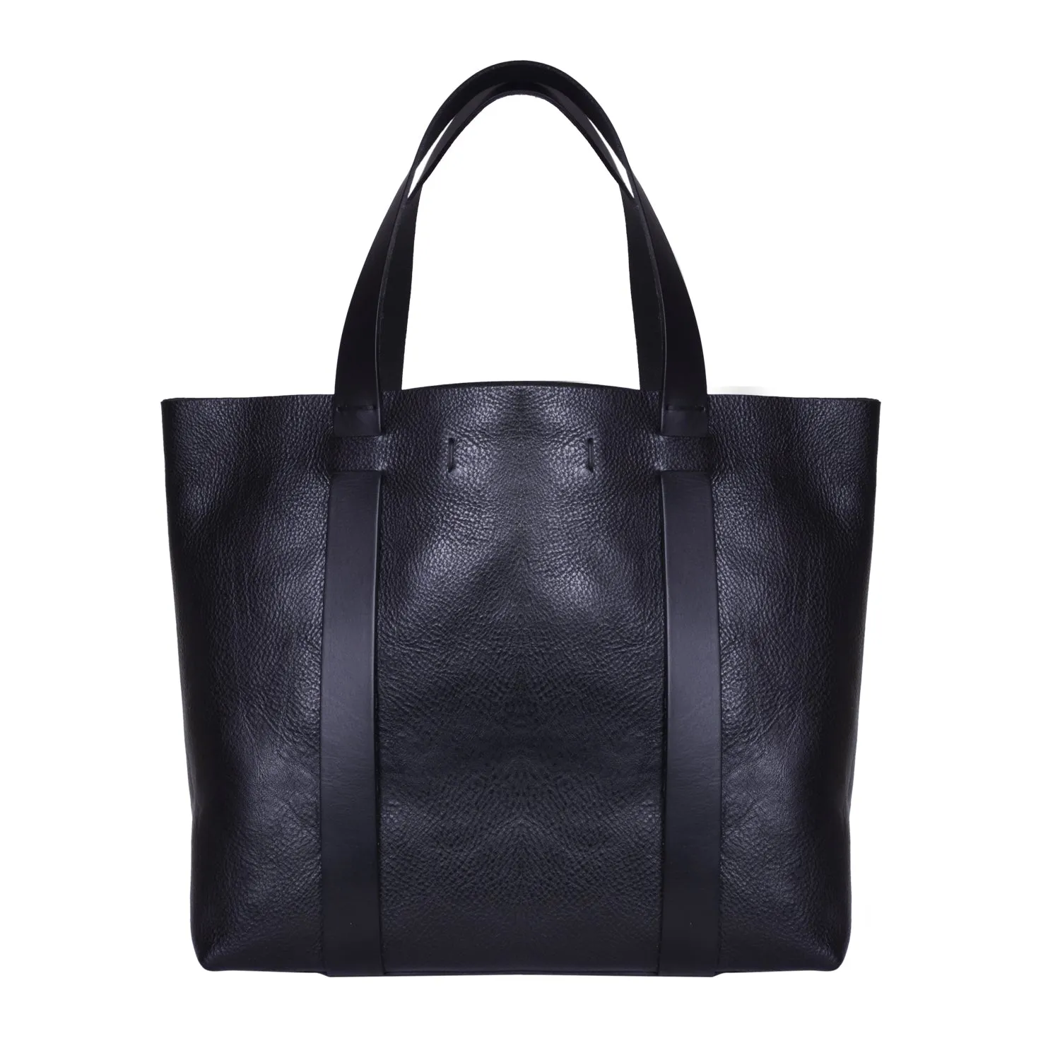 IL BISONTE  WOMEN'S TOTE HANDBAG IN BLACK COWHIDE LEATHER