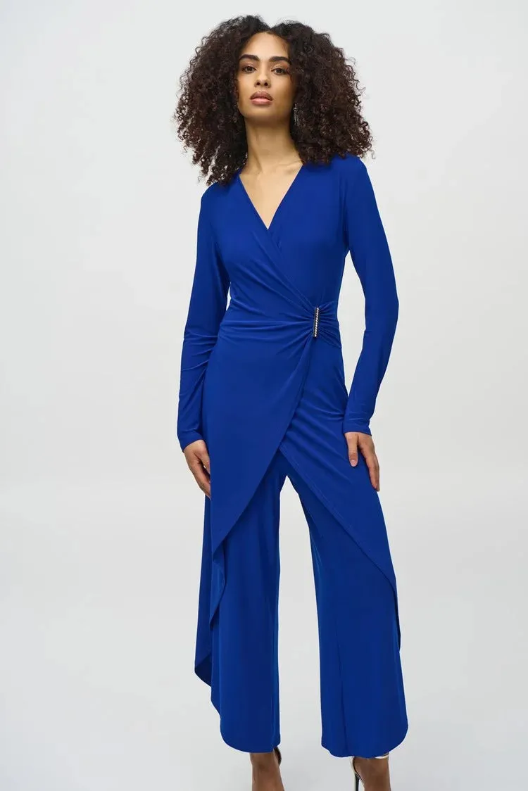 Joseph Ribkoff Royal Sapphire Silky Knit Wrap Culotte Jumpsuit