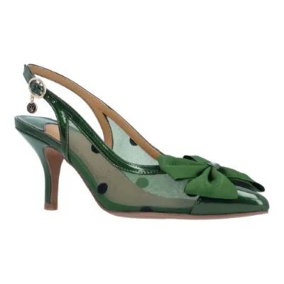 Kadence-GREEN PATENT/POLKA DOT MESH | J Renee