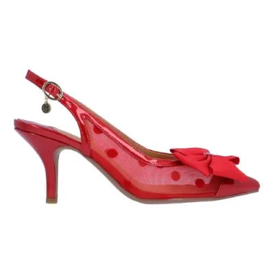 Kadence-RED PATENT/POLKA DOT MESH | J Renee