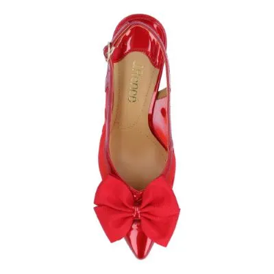 Kadence-RED PATENT/POLKA DOT MESH | J Renee