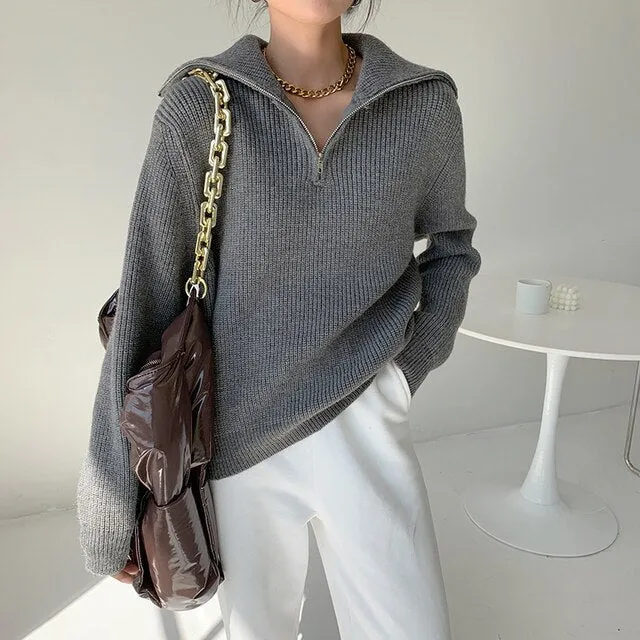 Knitted Sweater With Zipper