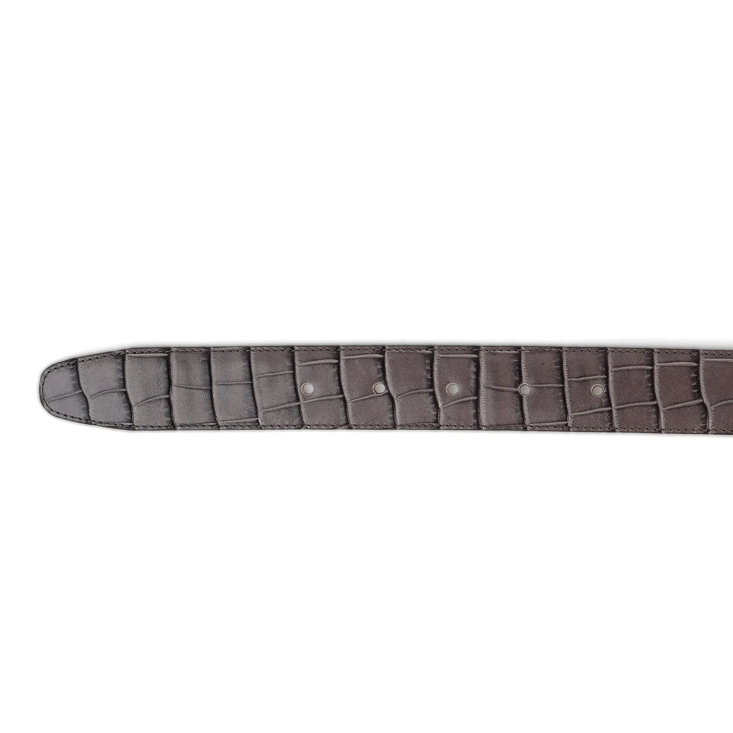 LANCEL GREY CROCO GRAINED BELT