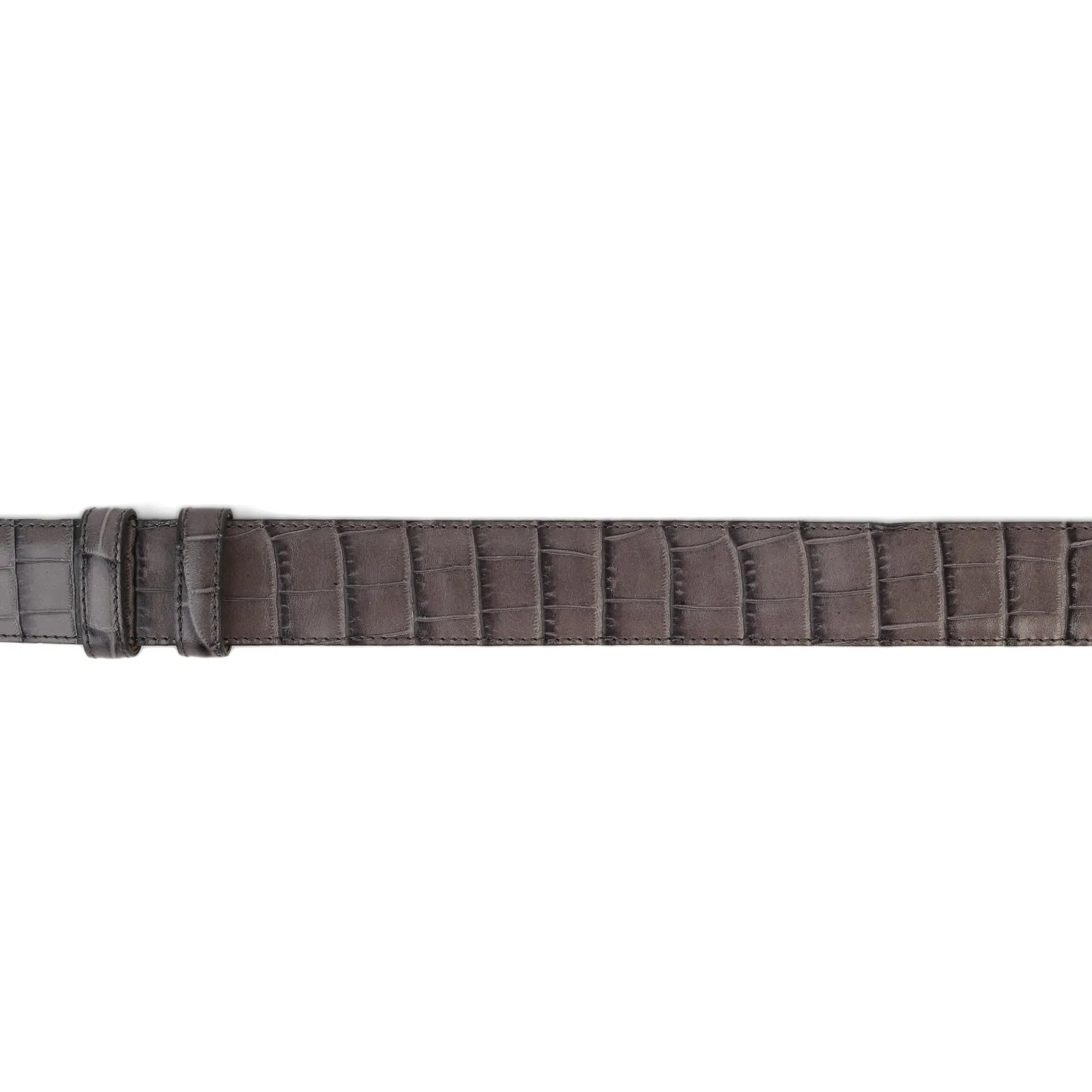 LANCEL GREY CROCO GRAINED BELT