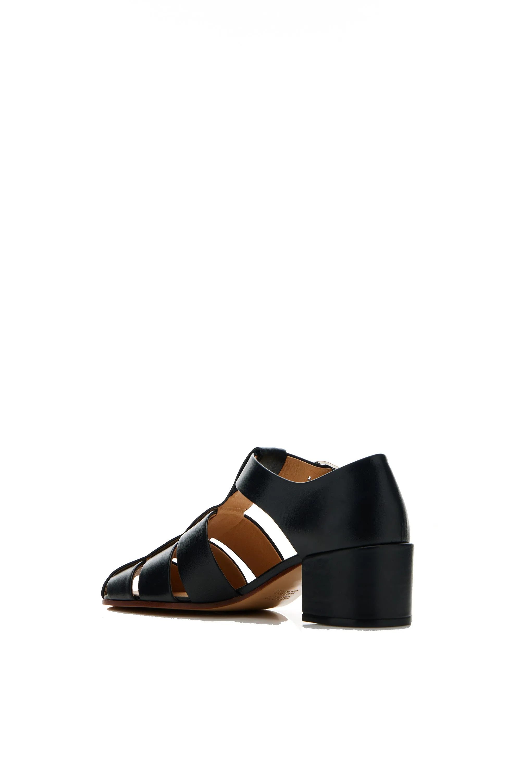 Lyle Block Heel Pump in Black Nappa Leather