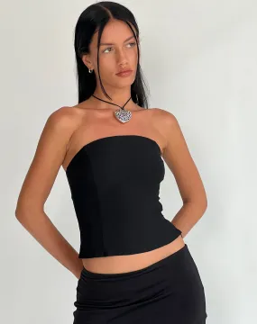 Maribaya Longline Corset Top in Black