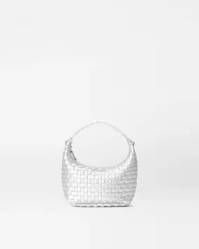 Matte Silver Mini Woven Hobo