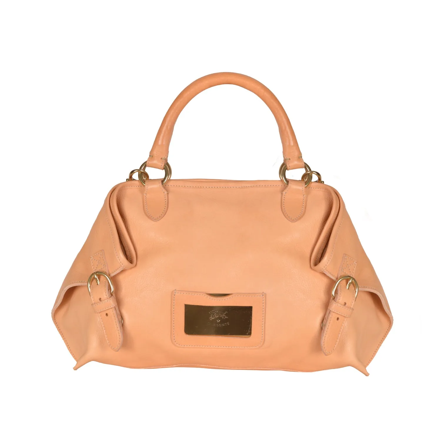 NEW IL BISONTE WOMEN'S SAVAGE COLLECTION HANDBAG IN BEIGE LEATHER