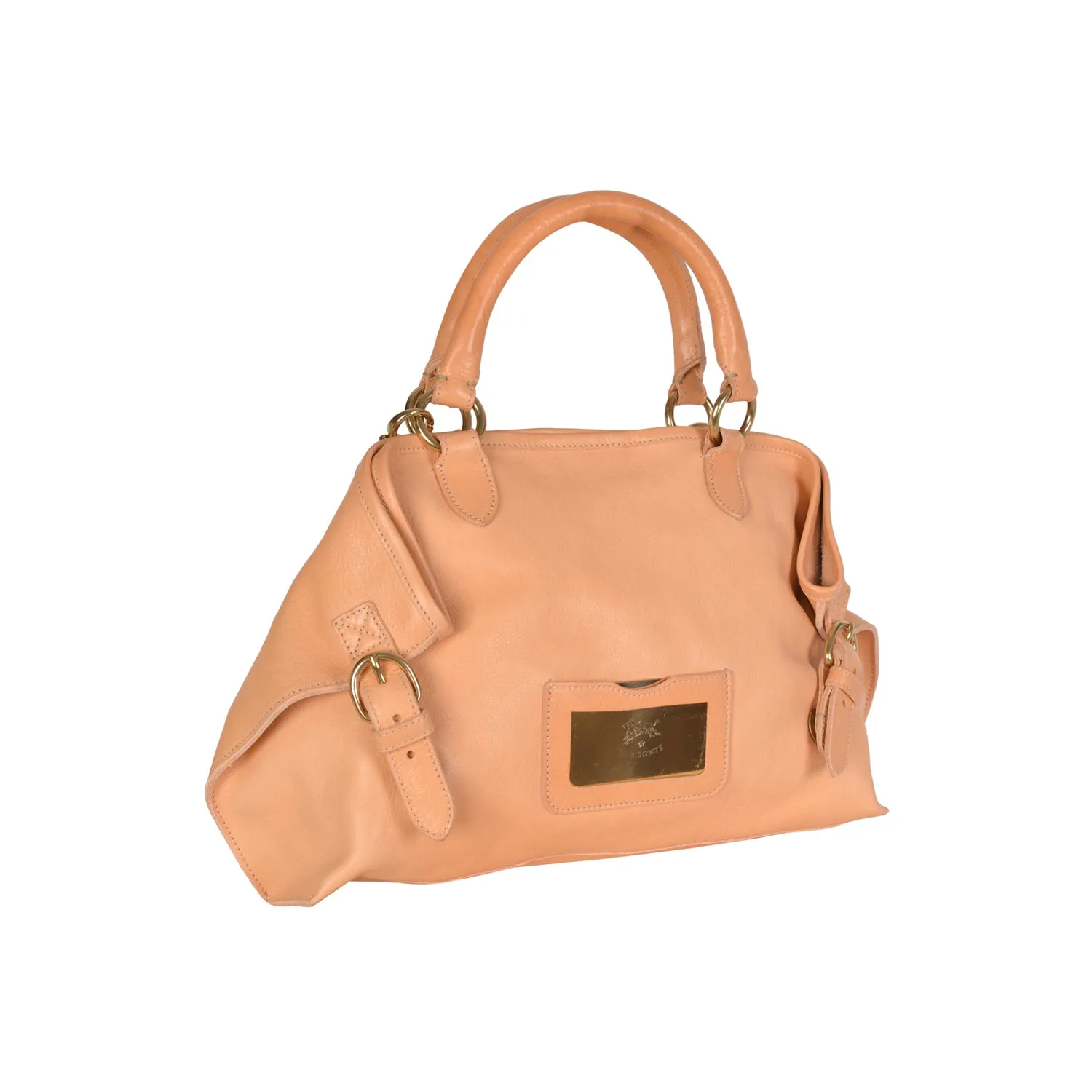 NEW IL BISONTE WOMEN'S SAVAGE COLLECTION HANDBAG IN BEIGE LEATHER