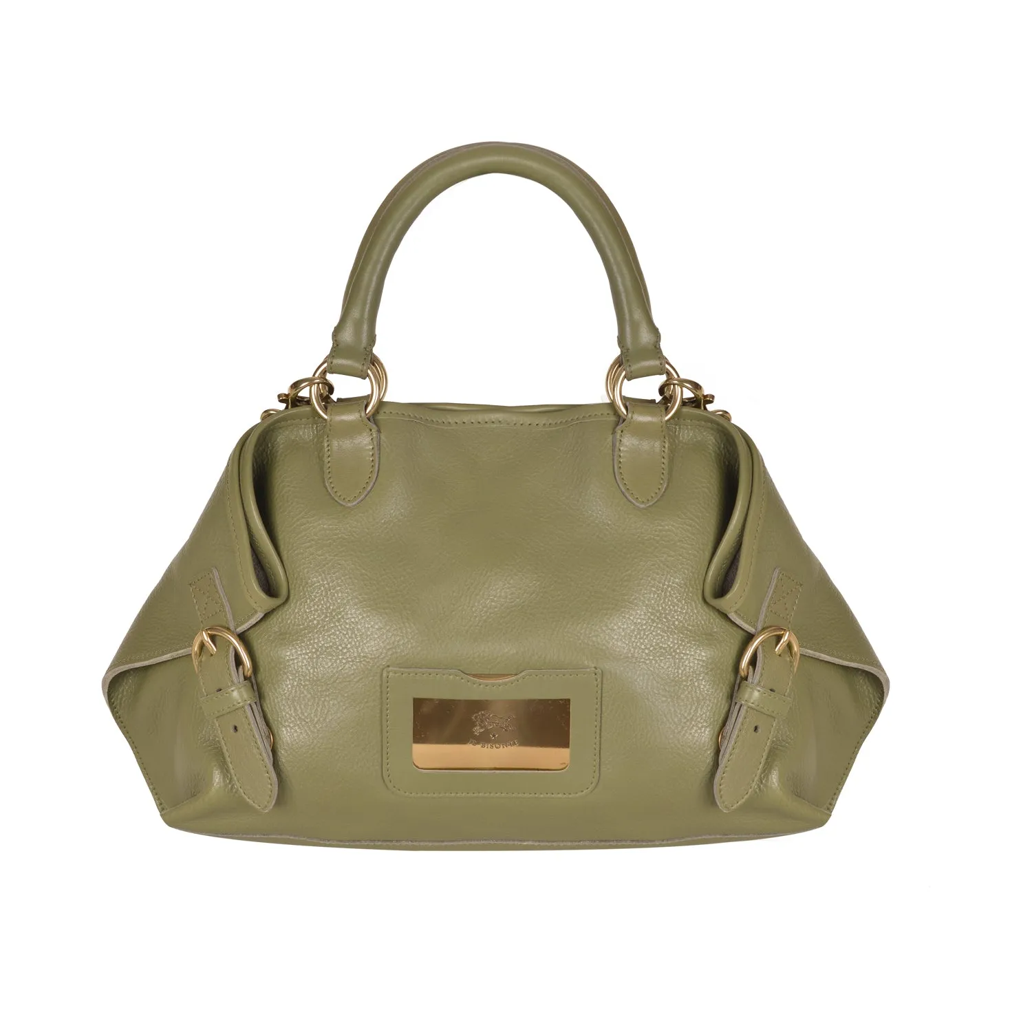 NEW IL BISONTE WOMEN'S SAVAGE COLLECTION HANDBAG IN OLIVE LEATHER