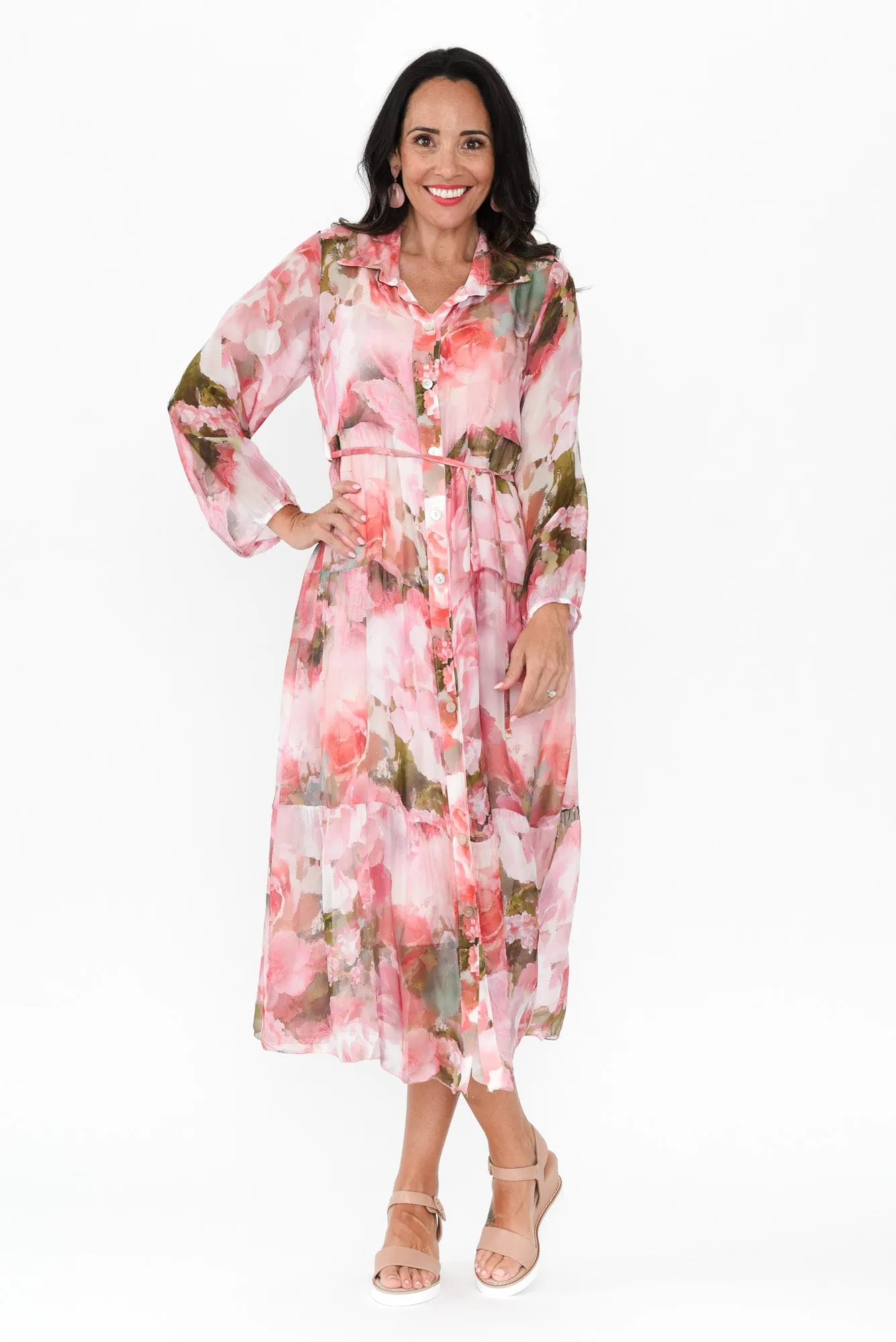 Orla Pink Floral Silk Blend Dress