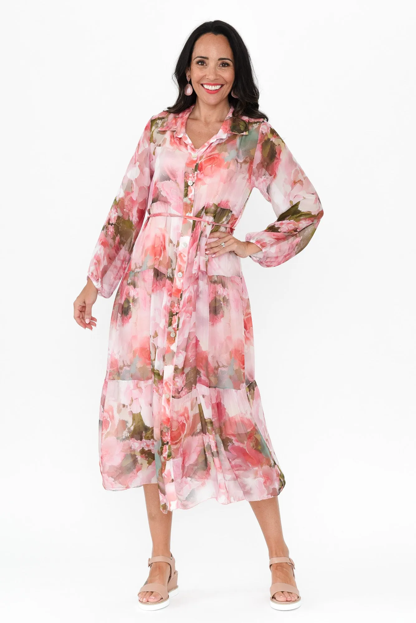 Orla Pink Floral Silk Blend Dress